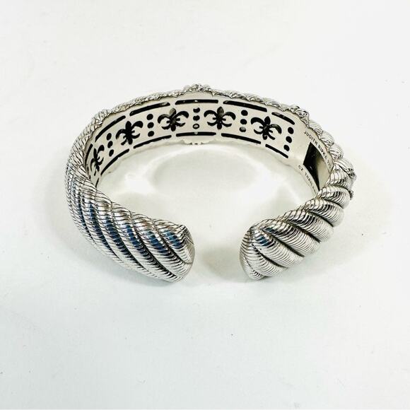 Judith Ripka Diamonique Rope Cuff Bracelet 925 Silver Cubic Zirconia Hinged Cuff - Picture 10 of 12
